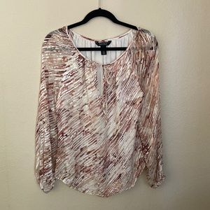 WHBM Silk Long Sleeve Tie Neck Peasant Lined Blouse Size 6